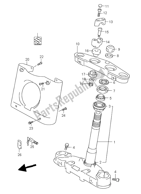 All parts for the Steering Stem of the Suzuki VL 1500 Intruder LC 2001