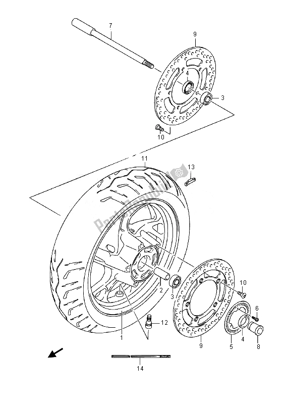 Tutte le parti per il Ruota Anteriore (an400a E19) del Suzuki Burgman AN 400 AZA 2014