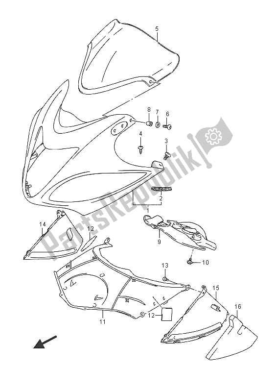 Wszystkie części do Os? Ona Korpusu Suzuki GSX 1300 RA Hayabusa 2016