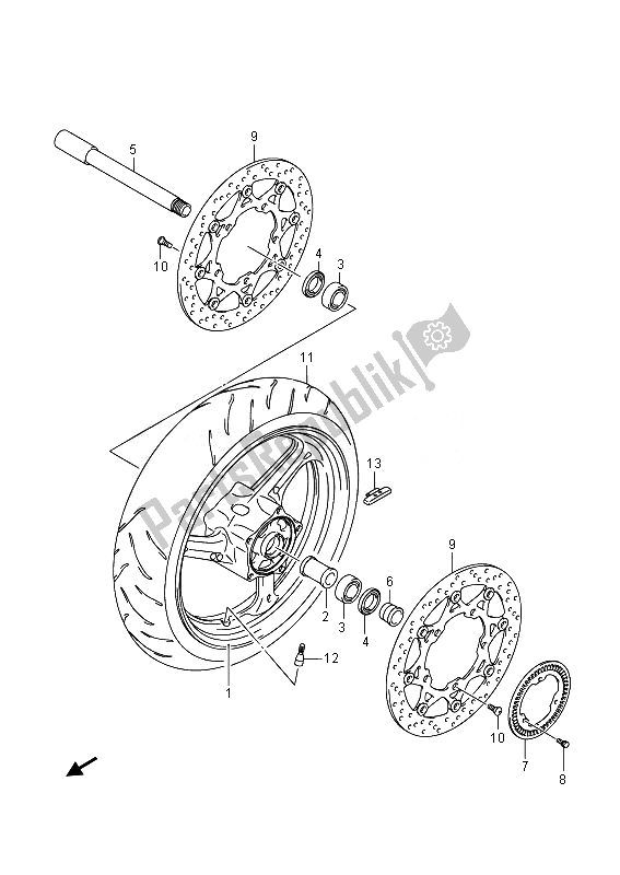 All parts for the Front Wheel (gsr750aue) of the Suzuki GSR 750A 2014