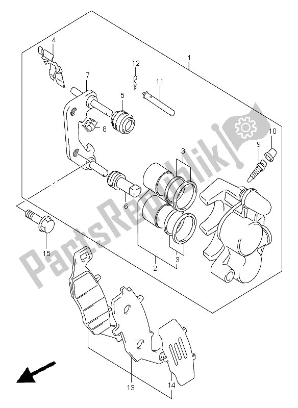 All parts for the Front Caliper of the Suzuki GSF 650 Nsnasa Bandit 2005