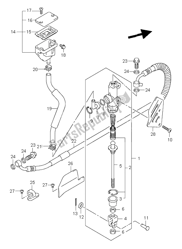 All parts for the Rear Master Cylinder of the Suzuki DL 1000 V Strom 2005