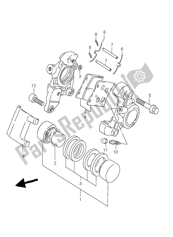 All parts for the Rear Caliper of the Suzuki VL 1500 Intruder LC 2000