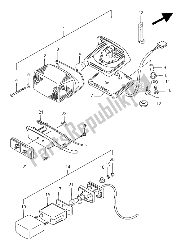 Tutte le parti per il Luce Di Combinazione Posteriore del Suzuki VS 1400 Intruder 1996