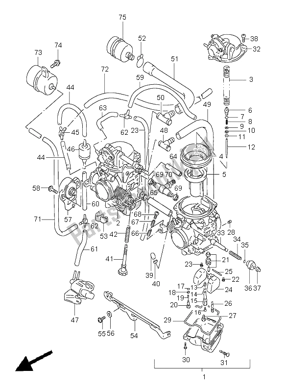 Toutes les pièces pour le Carburateur (e4) du Suzuki GS 500E 1998