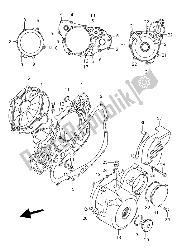All parts for the Crankcase Cover of the Suzuki DR Z 400S 2002