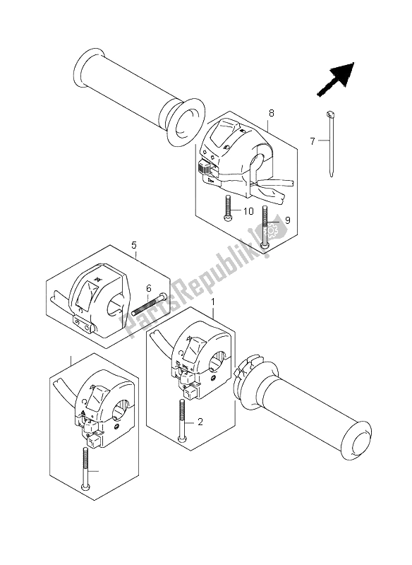 All parts for the Handle Switch of the Suzuki GSX 1400 2002