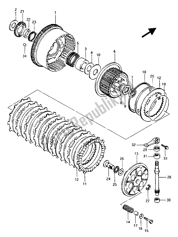 Tutte le parti per il Frizione del Suzuki GSX 1100 1150 Eesef 1985