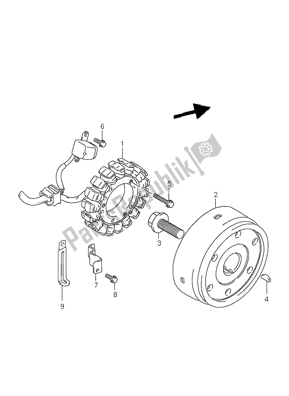 All parts for the Magneto of the Suzuki VL 1500 Intruder LC 2001