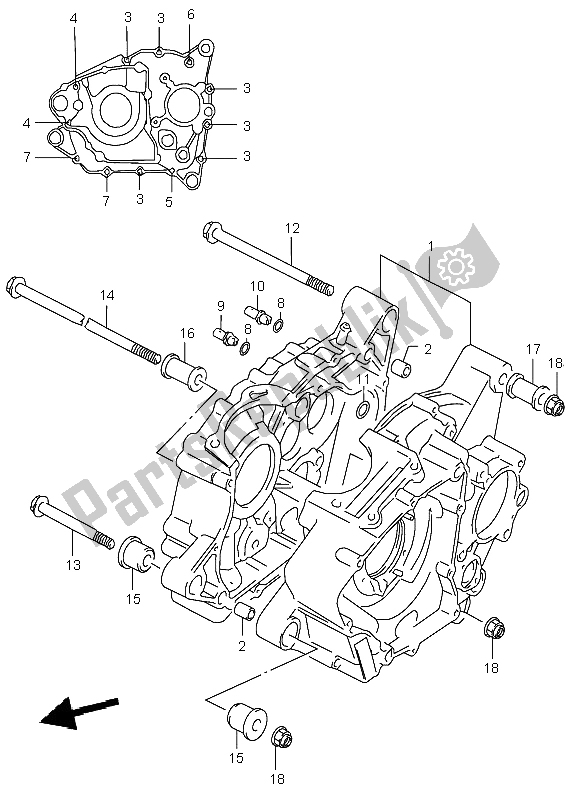 All parts for the Crankcase of the Suzuki LT F 160 Quadrunner 2004