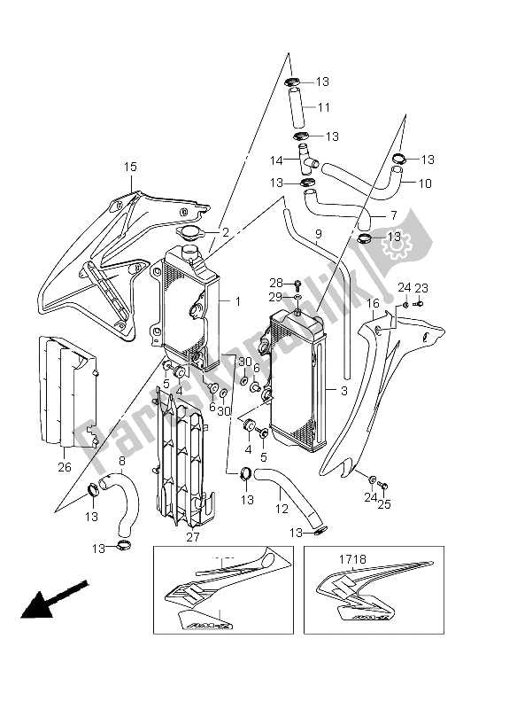 All parts for the Radiator of the Suzuki RM Z 450 2008