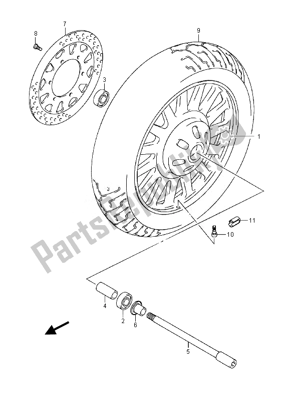 All parts for the Front Wheel (vl800c E19) of the Suzuki VL 800 CT Intruder 2014