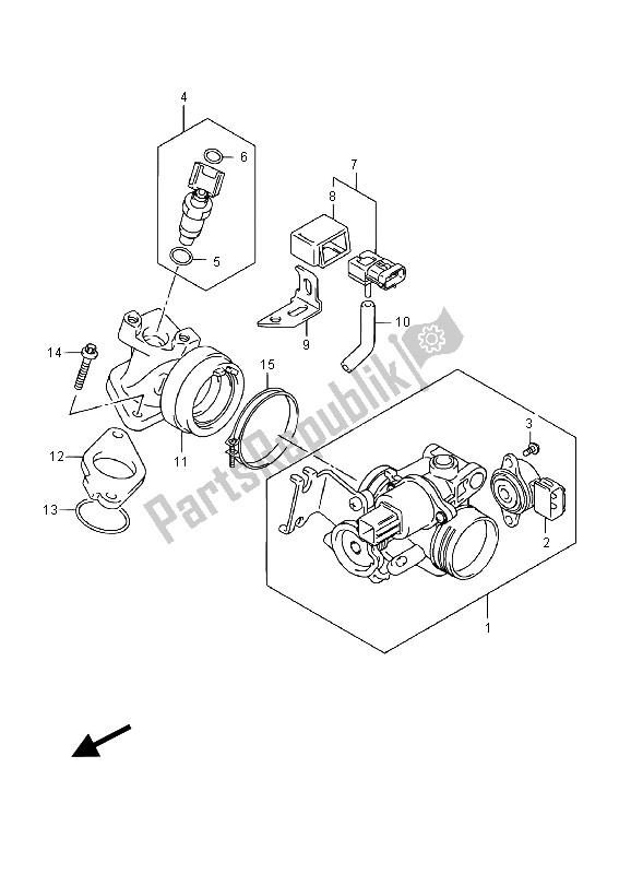 All parts for the Throttle Body (uh200) of the Suzuki UH 200A Burgman 2015