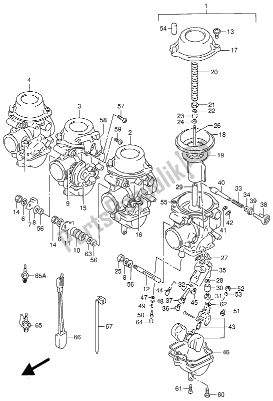 All parts for the Carburetor (e18-e39) of the Suzuki RF 900R 1994