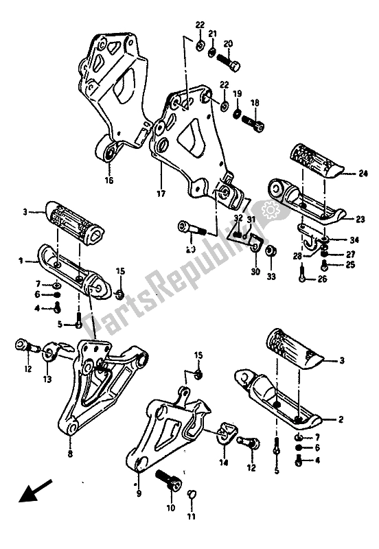 Todas as partes de Apoio Para Os Pés do Suzuki GSX R 1100 1986