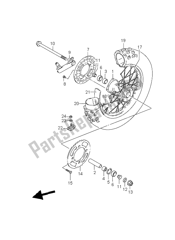 All parts for the Rear Wheel (sw) of the Suzuki RM 85 SW LW 2009