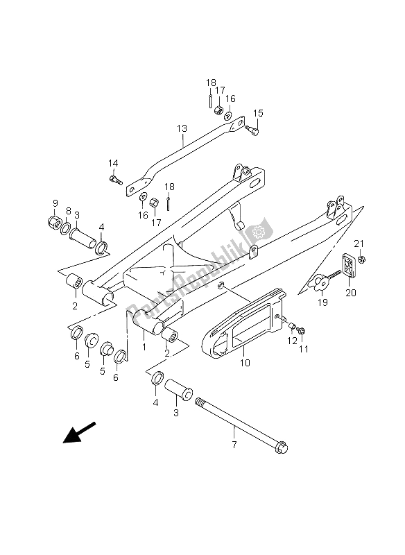 Tutte le parti per il Braccio Oscillante Posteriore del Suzuki GZ 125 Marauder 2005