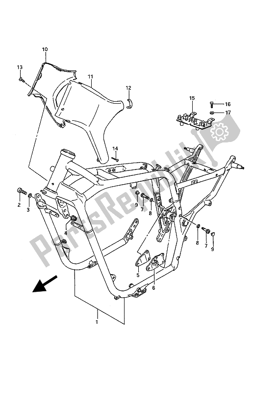 All parts for the Frame of the Suzuki VS 1400 GLP Intruder 1989