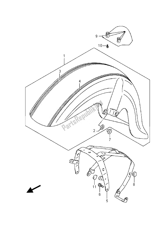 All parts for the Front Fender (vl800c E02) of the Suzuki VL 800 CT Intruder 2014