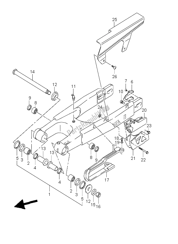 Tutte le parti per il Braccio Oscillante Posteriore del Suzuki DR Z 400E 2003