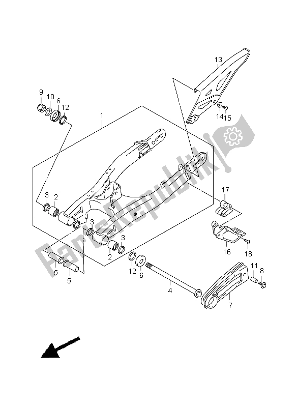 Tutte le parti per il Braccio Oscillante Posteriore del Suzuki DR 125 SM 2009