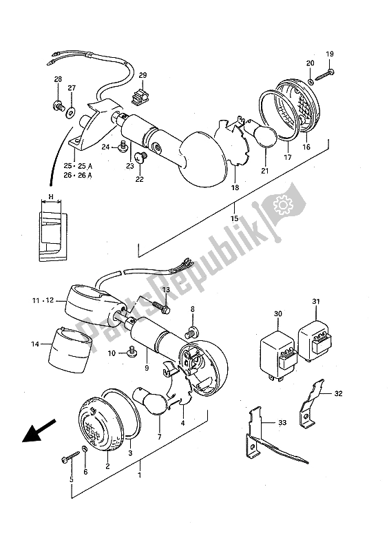 All parts for the Turn Signal Lamp of the Suzuki LS 650P Savage 1991