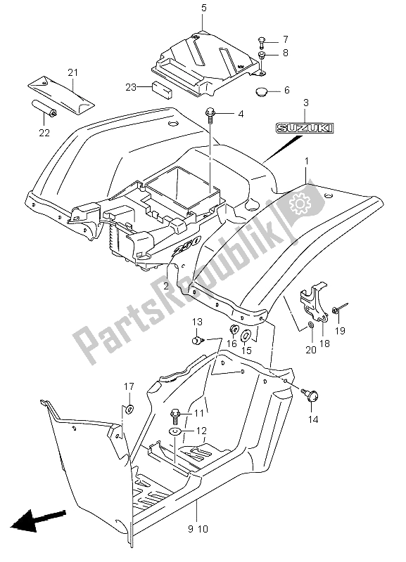 Tutte le parti per il Parafango Posteriore del Suzuki LT F 250 Ozark 2005