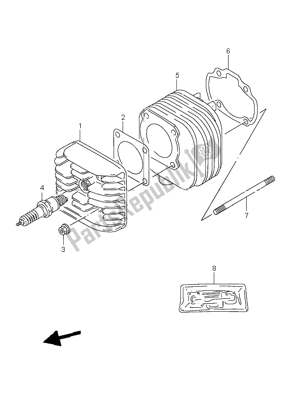 All parts for the Cylinder of the Suzuki TR 50S Street Magic 1999