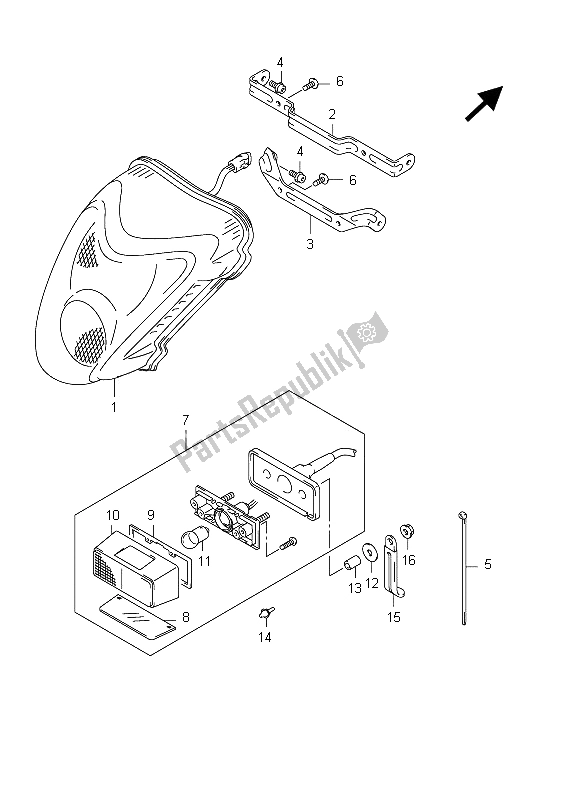 All parts for the Rear Combination Lamp of the Suzuki GSX 1300R Hayabusa 2012