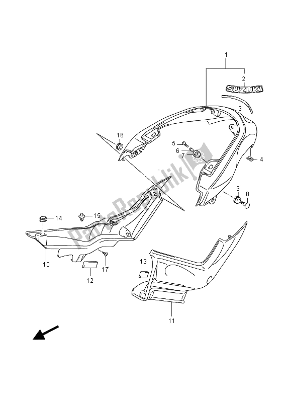 Tutte le parti per il Parafango Posteriore (vzr1800uf E19) del Suzuki VZR 1800 NZR M Intruder 2012