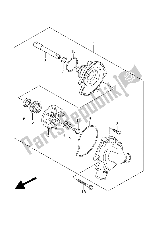 Tutte le parti per il Pompa Dell'acqua del Suzuki GSX 1250 FA 2011