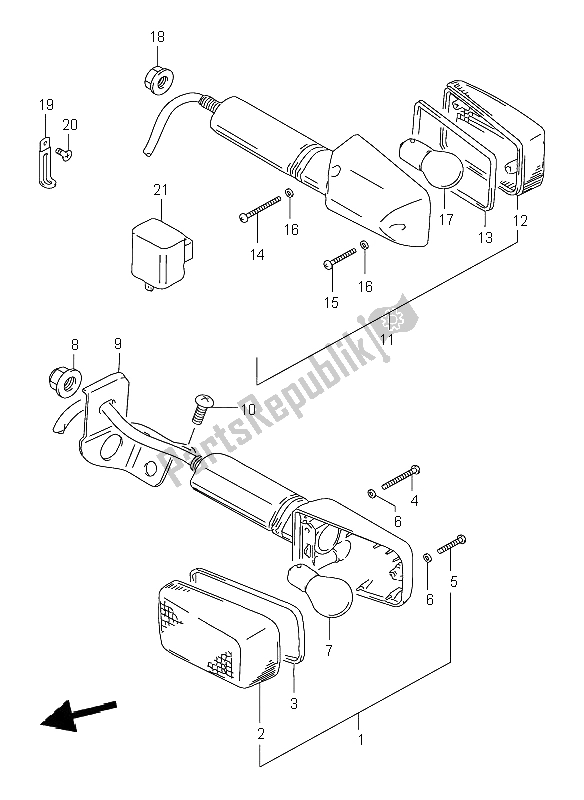 All parts for the Turn Signal Lamp of the Suzuki DR 125 SE 2001