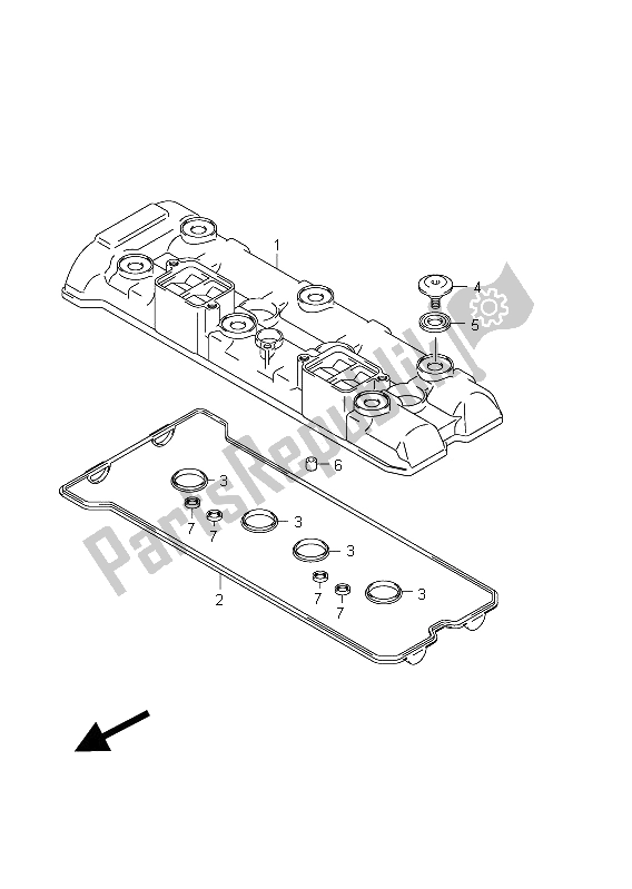 All parts for the Cylinder Head Cover of the Suzuki GSX R 1000 2011