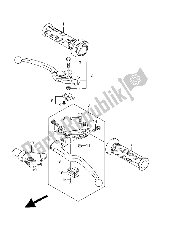 All parts for the Handle Lever of the Suzuki DL 650A V Strom 2012