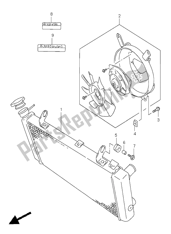 Todas las partes para Radiador de Suzuki TL 1000S 1997