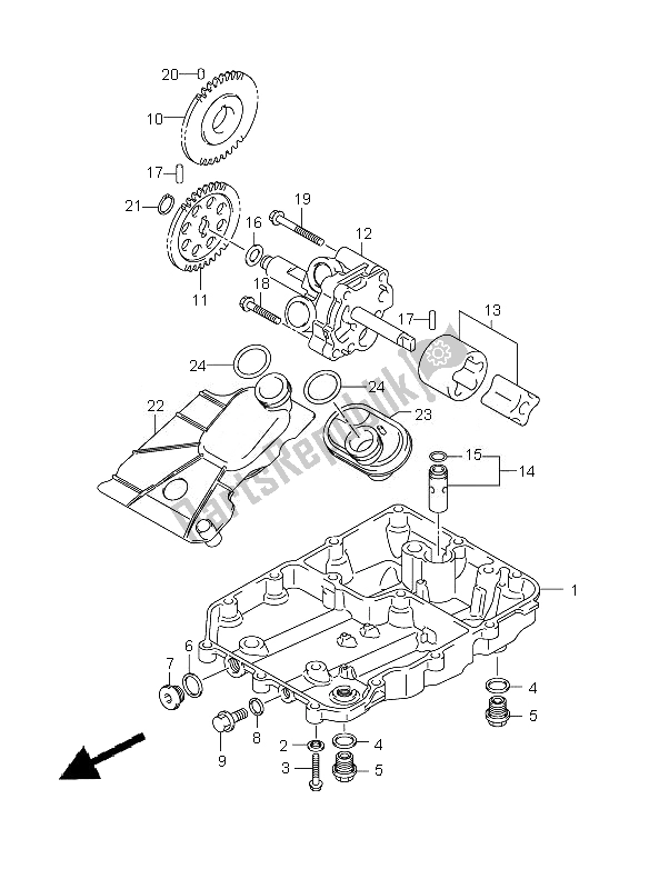 All parts for the Oil Pan & Oil Pump of the Suzuki C 1800R VLR 1800 Intruder 2010