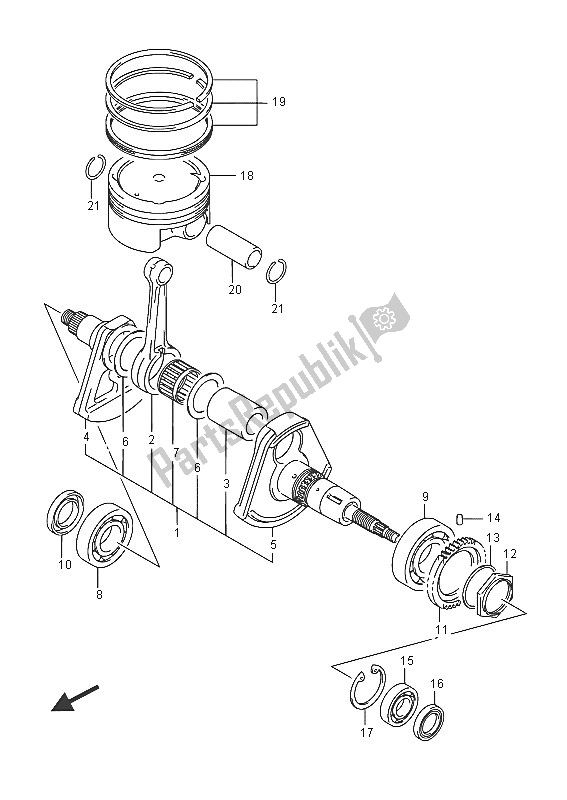 All parts for the Crankshaft of the Suzuki LT A 750 XZ Kingquad AXI 4X4 2016