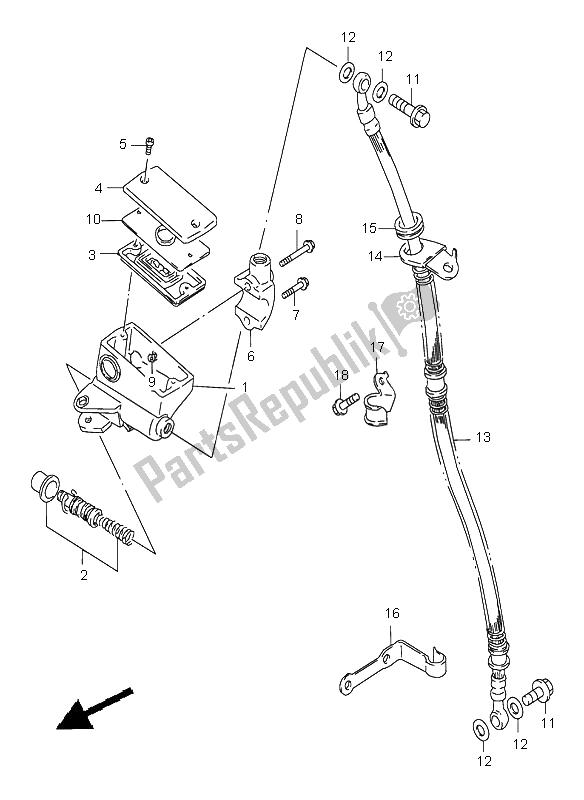 All parts for the Front Master Cylinder of the Suzuki GN 250E 1998