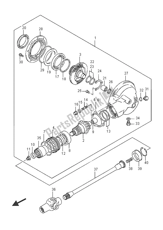 All parts for the Propeller Shaft & Final Drive Gear of the Suzuki VZ 800 Intruder 2016