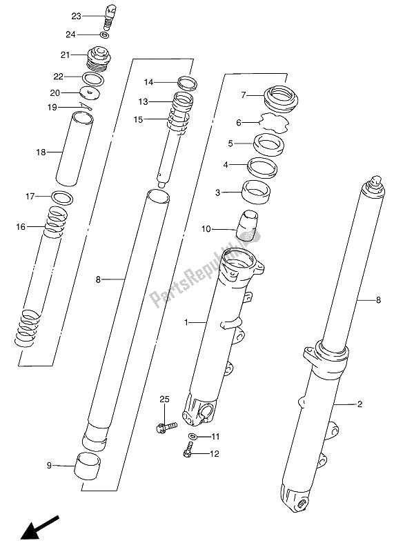 Todas las partes para Amortiguador Delantero de Suzuki RF 600 RU 1993