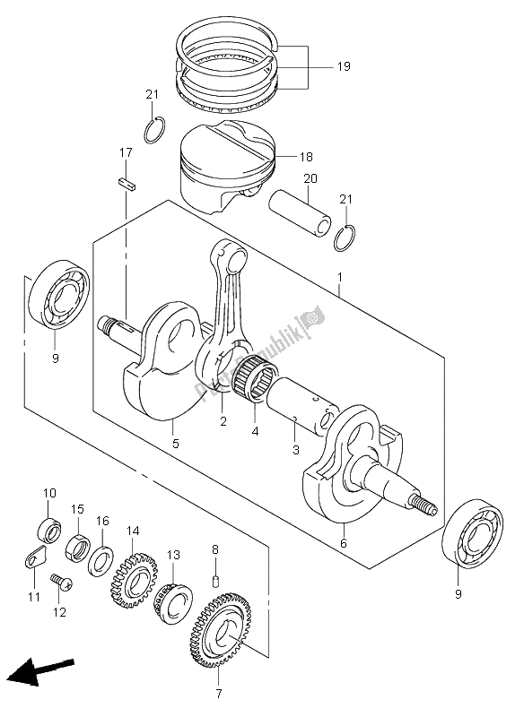 All parts for the Crankshaft of the Suzuki DR Z 400S 2000