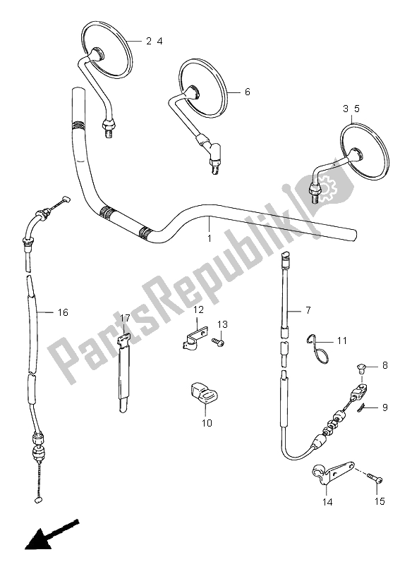 All parts for the Handlebar of the Suzuki GN 250E 1998