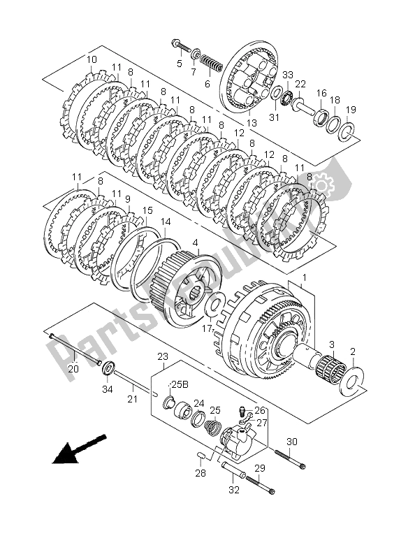 Alle onderdelen voor de Koppeling van de Suzuki DL 1000 V Strom 2006