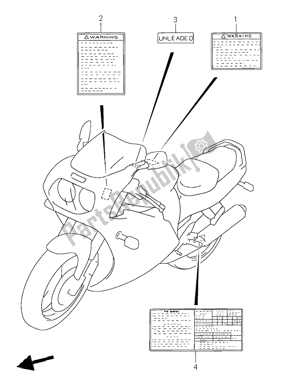 Todas las partes para Etiqueta de Suzuki GSX R 1100W 1998