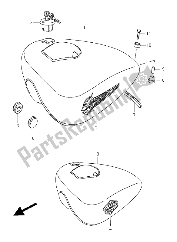 All parts for the Fuel Tank of the Suzuki LS 650 Savage 1996