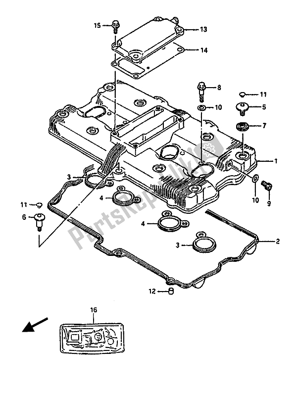 Todas as partes de Tampa Da Cabeça Do Cilindro do Suzuki GSX R 750 1988