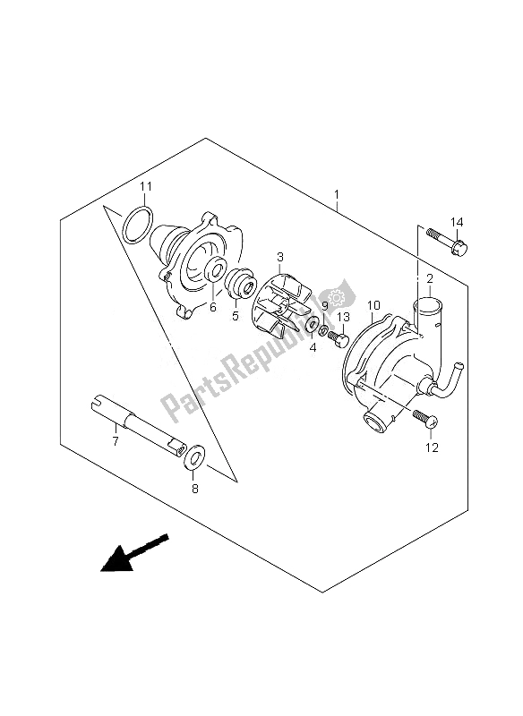 Tutte le parti per il Pompa Dell'acqua del Suzuki GSX 1300 BKA B King 2010