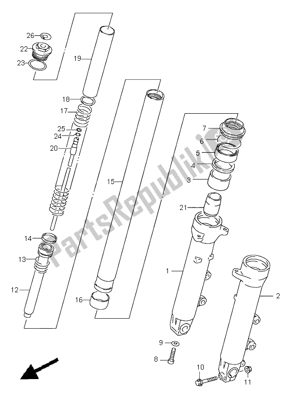 Tutte le parti per il Ammortizzatore Anteriore del Suzuki GSX 600F 1997