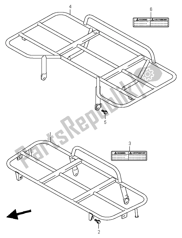 All parts for the Carrier (f. No. 5saak46k3x102001 ) of the Suzuki LT A 400F Eiger 4X4 2003