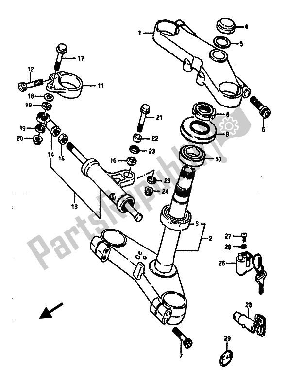 All parts for the Steering Stem of the Suzuki GSX R 1100 1988